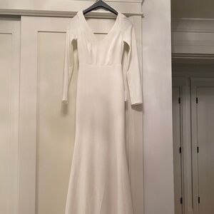 Feeling of Forever White Long Sleeve Mermaid Maxi Dress